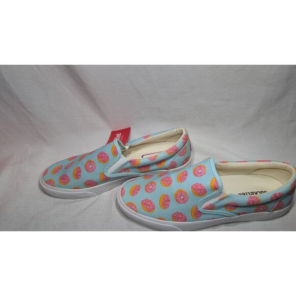 Bucketfeet Womens Mint Low Top Canvas Slip On Shoes Sz 8.5 Doughnuts Colorful - Picture 3 of 7